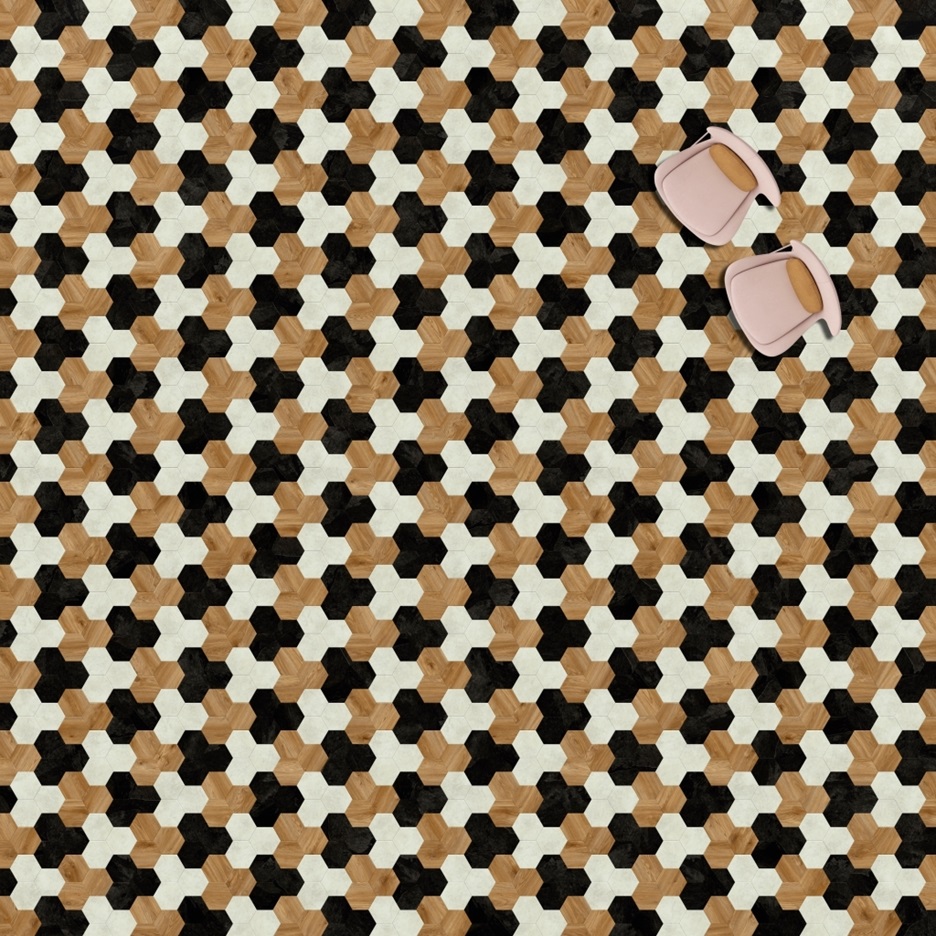  Topshots of White, Black, Brown Hexagon 354 from the Moduleo Moods collection | Moduleo